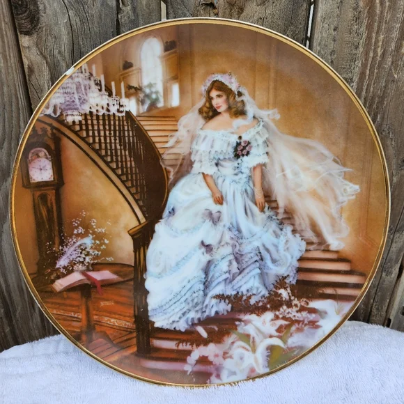 Vintage Decorative Plate with Bride Design - Picture 3 of 16